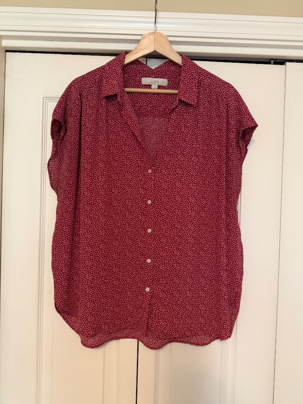 LOFT Printed Button-Down Blouse